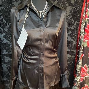 Topshop designer blouse size 4 in black new with tags